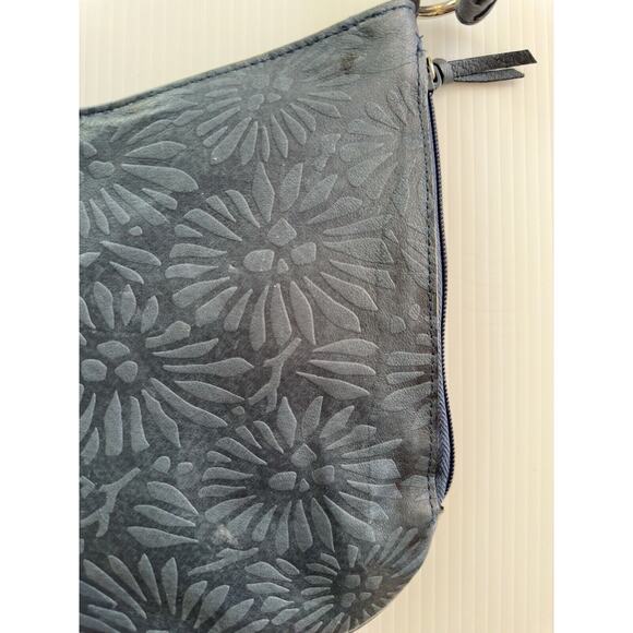 Vintage Carlo D'Santi Geanuine Leather Blue Shoulder BagTooled Leather Handbag - Picture 4 of 16